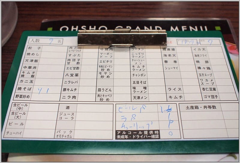 6 熊本 餃子王將 menu