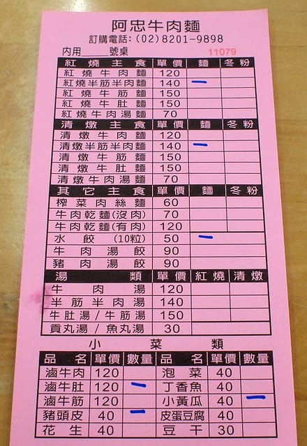 15 阿忠牛肉麵 menu