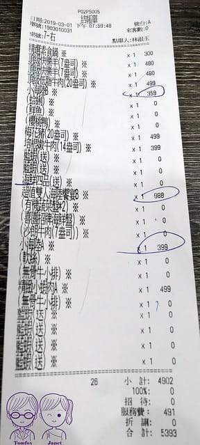 46 喜園涮涮鍋 帳單
